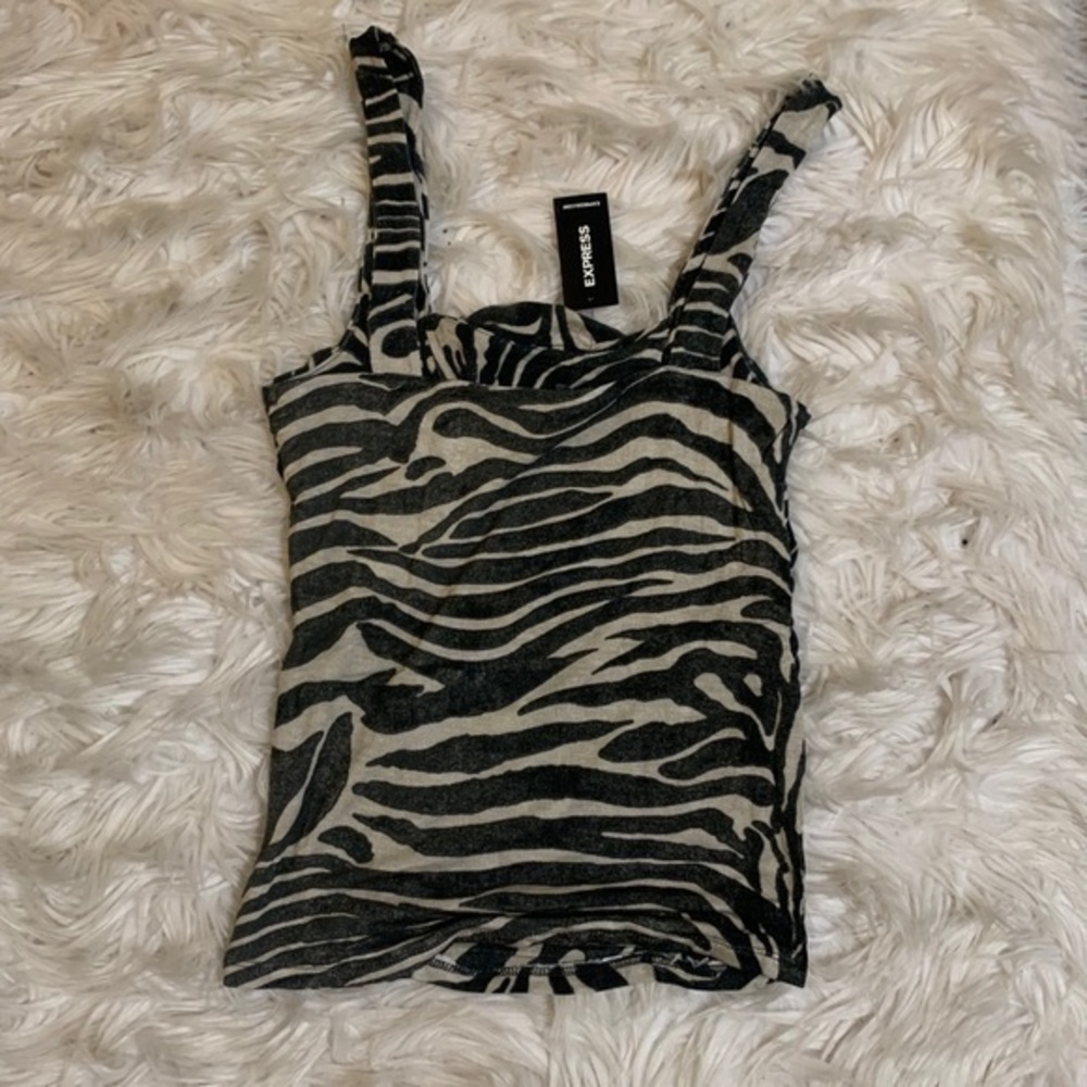 Express Zebra Print Ruched‎ Front Tank Small - Picture 4 of 8